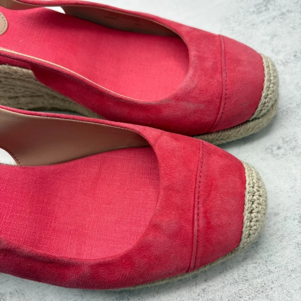 Cole Haan Cloudfeel Slingback Espadrille Wedge Pumps 7.5 Geranium Suede NWOB